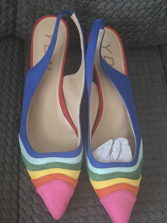 YDN Blue Multicolor Wave Slingback Heels - Picture 6 of 9